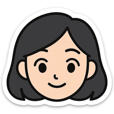 Create a cute cartoon style girl head only (no neck) with a pale skin tone and a face resembling Samsung Sam. The style should be clean and cartoonish, with no outlines on the edges. The background should be white. Suitable for a Telegram bot profile. sticker