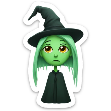 Sad green witch sticker