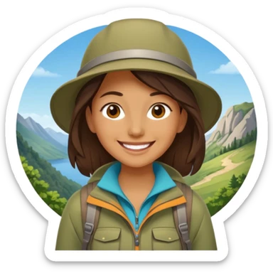 woman hiking in the woods in the sunshine sticker