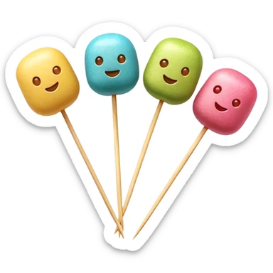 Cinematic Realistic Dango Dessert Emoji, showcasing colorful rice dumplings on skewers rendered with lifelike textures and soft, inviting lighting. sticker
