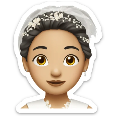 Asian bride, light skin with white wedding dress sticker