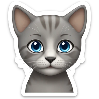 blue eyes grey kitten, brown short hair woman sticker