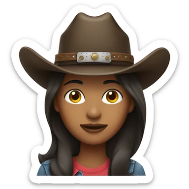 woman long dark brown hair wearing cowboy hat sticker
