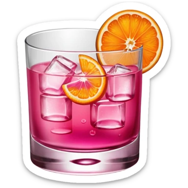 Pink drink in a whiskey glass ONE small single orange slice sticker