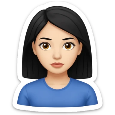 30-year-old Puerto Rican woman with black hair and white skin, neutral expression sticker