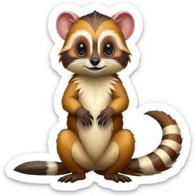 Colorful shiny hyper-realistic cute smooth soft fuzzy Tamarin-Numbat-hybrid (full body) sticker
