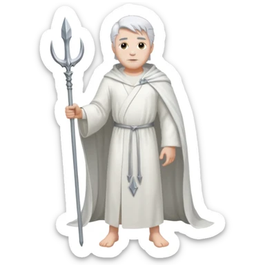 fullbody silverhair god ZEUS, white robe over shoulder, without trident sticker