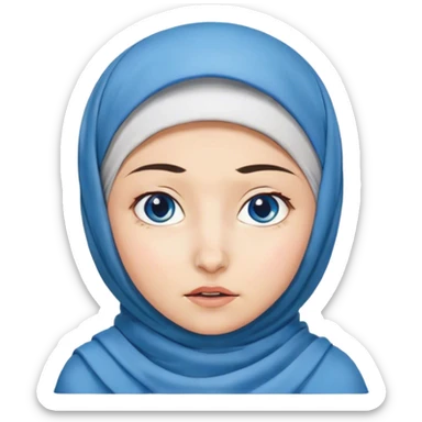 Turkish beautiful finish Konya girl blue eyes with hijab and islamic dress she’s Face Grimacing sticker