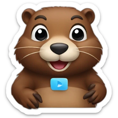 beaver having a video call meeting sticker
