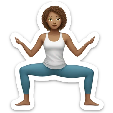 white girl with curly brown hair doing yoga sticker