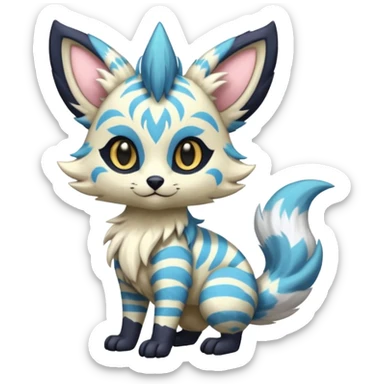 Creamy candy-themed colorful furry fluffy floofy feathery tribal marked Genet-Absol-Kyurem-Zeraora-Primagen-fusion-creature  sticker