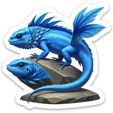 Mountain-Blue-Bird-Blue-Iguana-Blue-Betta-Fish-Russian-Blue-Cat-Fusion-animal-hybrid-creature sticker