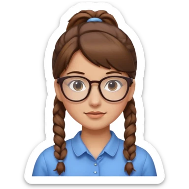 brown haired Ponytail Girl with Glasses sticker