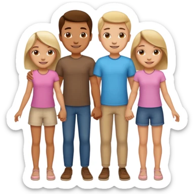 A guy in the center who hold hands to two other gurls sticker