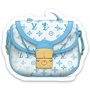 White Designer Louis Vuitton bag with baby blue monogram  sticker