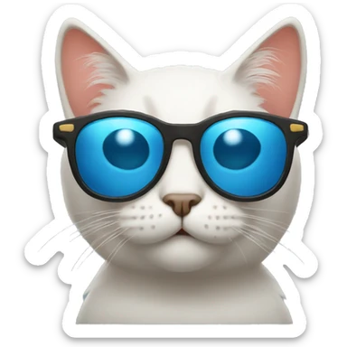 A cat with a sunglass sticker