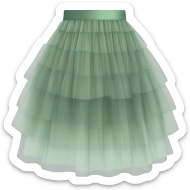 Long Sage Green tiered tulle skirt, isolated sticker