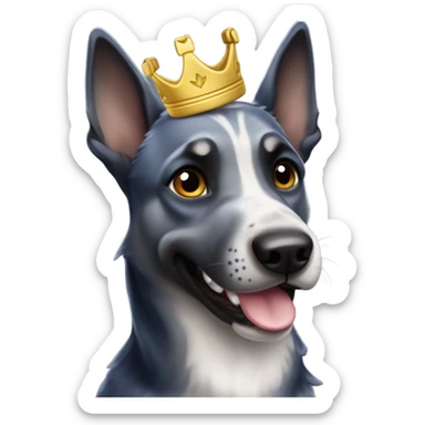 A smiling malinois dark blue merle without red color with a crown on his head sticker