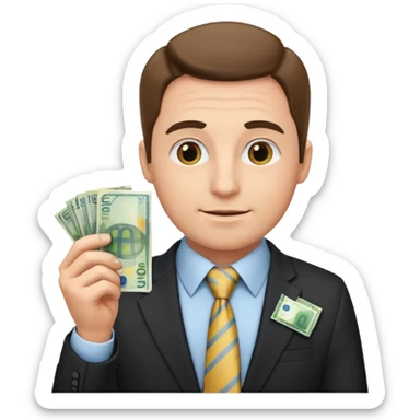 AN UNCLE with a tie in business clothes and with euro money
 sticker