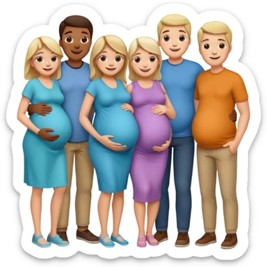 A large family grandmothers paternal aunts maternal sister great grandparents and a pregnant couple  sticker
