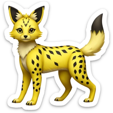 Neon yellow Jolteon-Umbreon-Genet-Civet-Bastet-Cheetah-Hybrid (Full body) with black markings sticker