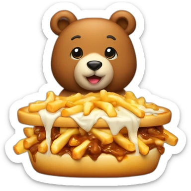Poutine qui fait un câlin à un ours sticker