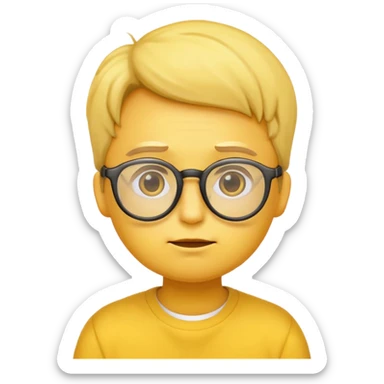 yellow emoji wearing glasses and thinking not smiling sticker