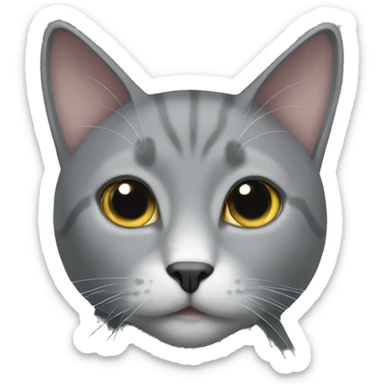 A grey cat with a white spot on its chest sticker