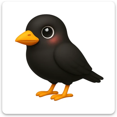 Keep the bird face exactly like the reference image but show the whole body in iOS emoji style. Same face, color, and expression, smooth and shiny, standing bird pose. Add a slight blush to the cheeks. sticker