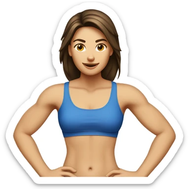 Fit Caucasian Woman stomach muscles, brunette sticker