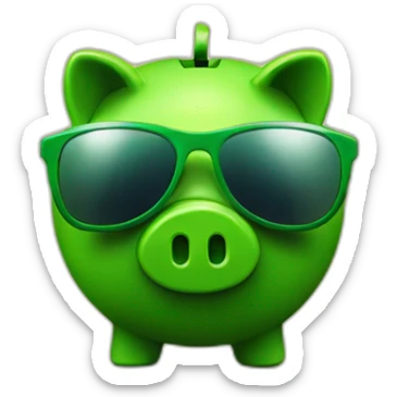 green piggybank with sunglasses sticker
