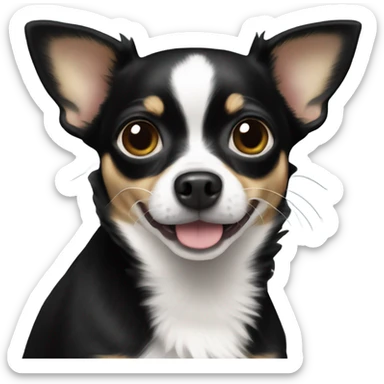 Black chihuahua with white chest sticker