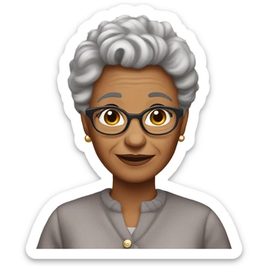low fade caramel skin color gray hair blind beautiful grandma  sticker