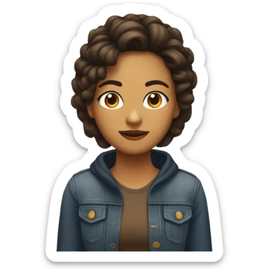 chica con cabello mediano, con ojos marrones oscuros, y de tez trigeña sticker