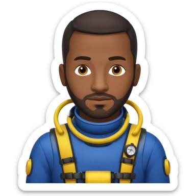 Moroccan Male 38, dark hair, short beard, slightly overweight, scuba diving sticker