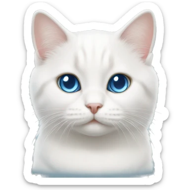 White munchkin cat standing blue eyes sticker