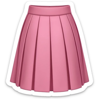 A 3D cartoon rose-pink pleated skirt with soft folds, smooth texture, isolated on plain background, Memoji-style. sticker