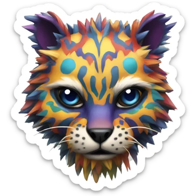 a colorful edgy vernid-fionbri-animal-creature with splash patterns sticker