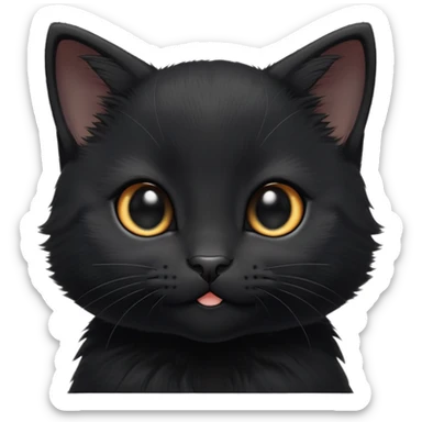cinematic-cute-black-kitten-portrait-emoji,-head-tilted-playfully-and-inquisitively,-sleek-black-fur-with-subtle-hints-of-deep-gray,-simplified-yet-adorable-features,-highly-detailed,-glowing-with-a-warm,-friendly-glow sticker