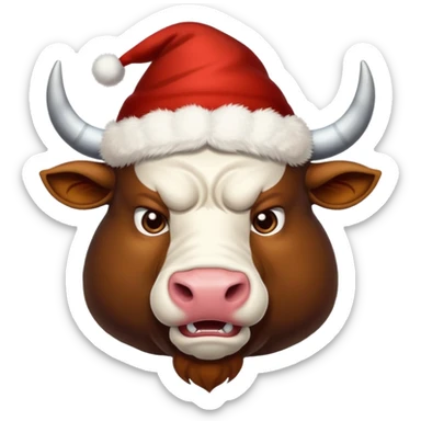 angry winter New Year's with white horns bull emoji sticker