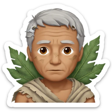 ancient man, tattered leaf cloth sticker