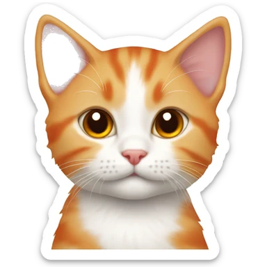 orange and white kitten with red collar  sticker