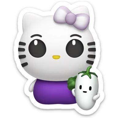 Hello kitty and eggplant sticker