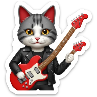 rock n roll cat sticker