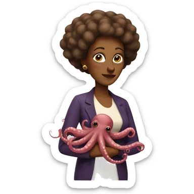 middle aged brown woman with big octopus arms sticker