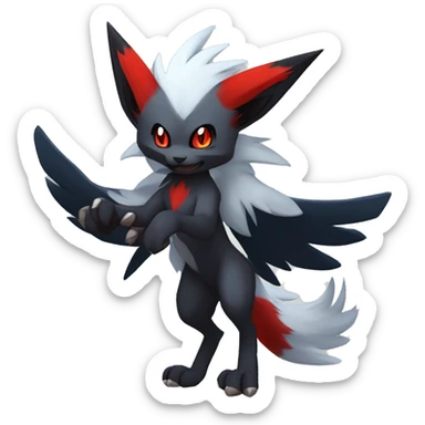 Black Cool Edgy Anthro Quilava Litten Absol Zoroark Zorua Fakémon  with White and Red Edgy markings sticker