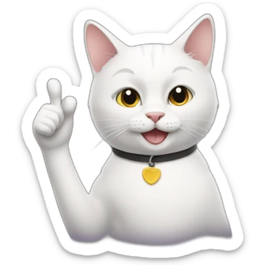 White cat gives a thumbs up sticker