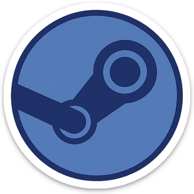 steam logo, very simple flat color clip art style, minimal, blue, circular, no text sticker