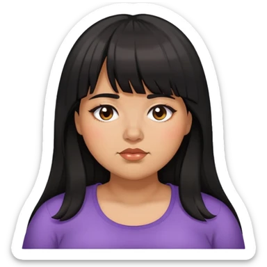 Latina girl with bangs black long hair plus size sleepy sticker