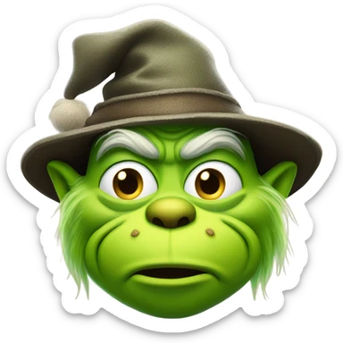 Grinch wearing a pilgrim square buckle hat sticker